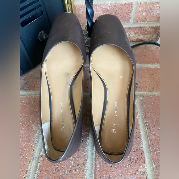 Etienne Aigner Dark Brown Leather Loafers - Picture 1 of 4